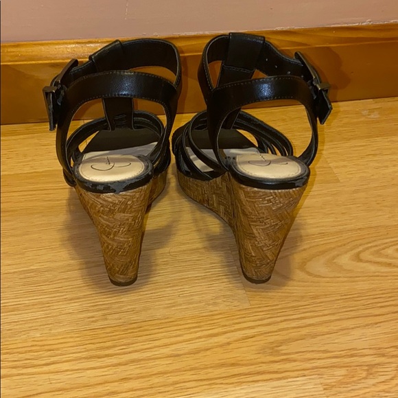 Jessica Simpson Platform Wedge Sandals Black, Tan - Picture 3 of 8